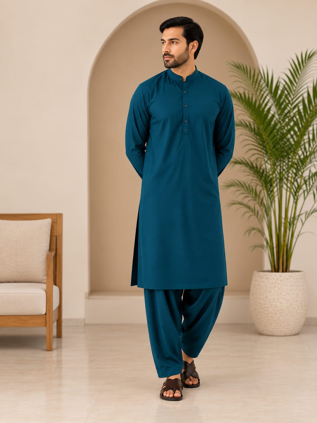 ZAA Lifestyle Executive Wash & Wear Deep Teal Unstitched Suit