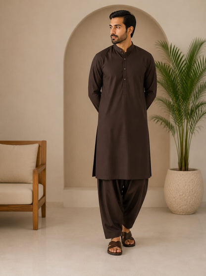 ZAA Lifestyle Executive Wash & Wear DARK CHOCOLATE Unstitched Suit