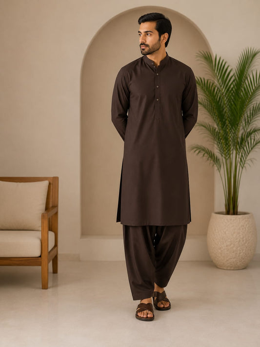 ZAA Lifestyle Executive Wash & Wear DARK CHOCOLATE Unstitched Suit