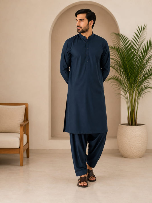 ZAA Lifestyle Executive Wash & Wear MIDNIGHT BLUE Unstitched Suit